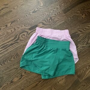 Pink and green Lululemon hottie hot shorts
